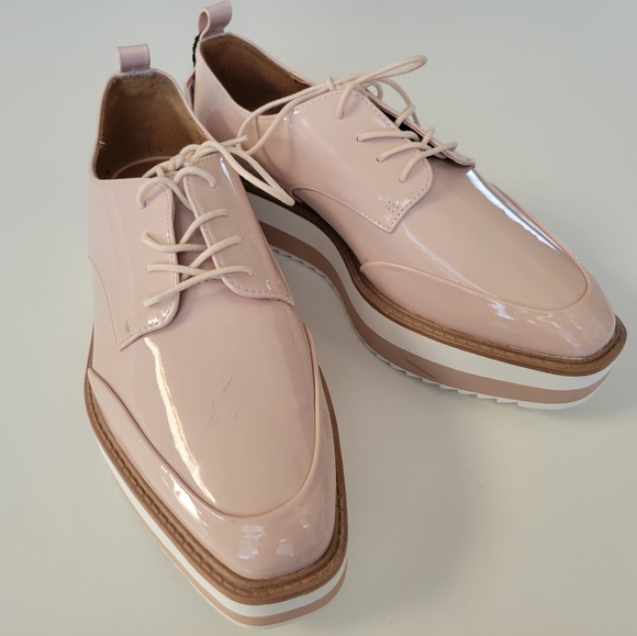 Zara Women Striped platform derby shoes Sz 7.5